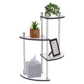  Mambo Collection 4-Tier Glass Wall Shelf in Satin Nickel, 16'' W x 8-1/2'' D x 22'' H