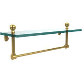  Mambo 16 Inch Glass Vanity Shelf with Integrated Towel Bar, Unlacquered Brass