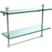  Mambo Collection 16'' Double Glass Shelf w/Towel Bar, Standard Finish, Polished Chrome