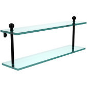  Mambo Collection 22 Inch Two Tiered Glass Shelf, Matte Black