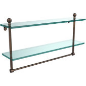  Mambo Collection 22'' Double Glass Shelf w/Towel Bar, Premium Finish, Venetian Bronze