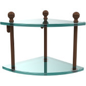  Mambo Collection Double Corner Glass Shelf, Premium Finish, Rustic Bronze