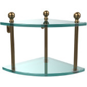  Mambo Collection Double Corner Glass Shelf, Premium Finish, Brushed Bronze