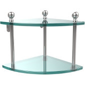  Mambo Collection Double Corner Glass Shelf, Standard Finish, Polished Chrome