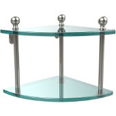  Mambo Collection Double Corner Glass Shelf, Premium Finish, Polished Nickel