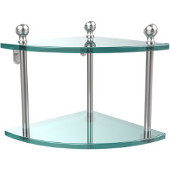 Mambo Collection Double Corner Glass Shelf, Premium Finish, Satin Chrome