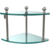  Mambo Collection Double Corner Glass Shelf, Premium Finish, Satin Nickel