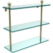  Mambo Collection 16'' Triple Glass Shelf, Premium Finish, Satin Brass