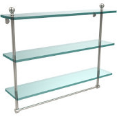  Mambo Collection 22 Inch Triple Tiered Glass Shelf with Integrated Towel Bar, Polished Nickel