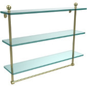  Mambo Collection 22 Inch Triple Tiered Glass Shelf with Integrated Towel Bar, Satin Brass