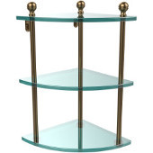  Mambo Collection Triple Corner Glass Shelf, Premium Finish, Brushed Bronze