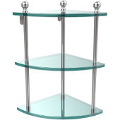  Mambo Collection Triple Corner Glass Shelf, Standard Finish, Polished Chrome