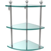  Mambo Collection Triple Corner Glass Shelf, Premium Finish, Satin Chrome