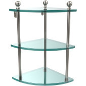  Mambo Collection Triple Corner Glass Shelf, Premium Finish, Satin Nickel