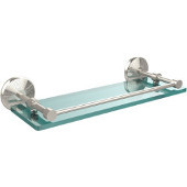  Monte Carlo 16 Inch Tempered Glass Shelf with Gallery Rail, Polished Nickel