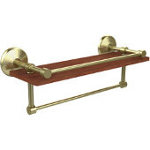  Monte Carlo Collection 16 Inch IPE Ironwood Shelf with Gallery Rail and Towel Bar, Satin Brass