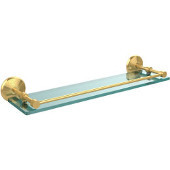  Monte Carlo 22 Inch Tempered Glass Shelf with Gallery Rail, Unlacquered Brass