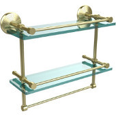  Monte Carlo Collection 16''W Gallery Double Glass Shelf with Towel Bar in Satin Brass