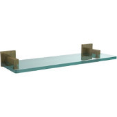  Montero Collection 16 Inch Glass Vanity Shelf with Beveled Edges, Antique Brass