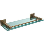  Montero Collection 16 Inch Glass Shelf with Gallery Rail, Brushed Bronze