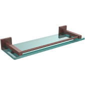  Montero Collection 16 Inch Glass Shelf with Gallery Rail, Antique Copper