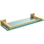  Montero Collection 16 Inch Glass Shelf with Gallery Rail, Polished Brass