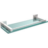  Montero Collection 16 Inch Glass Shelf with Gallery Rail, Polished Chrome