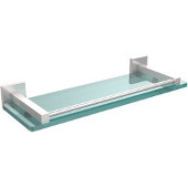  Montero Collection 16 Inch Glass Shelf with Gallery Rail, Satin Chrome