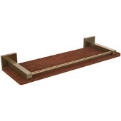  Montero Collection 16 Inch Solid IPE Ironwood Shelf with Gallery Rail, Brushed Bronze