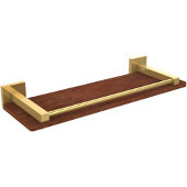  Montero Collection 16 Inch Solid IPE Ironwood Shelf with Gallery Rail, Polished Brass
