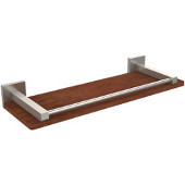  Montero Collection 16 Inch Solid IPE Ironwood Shelf with Gallery Rail, Satin Nickel