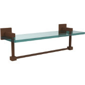  Montero Collection 16 Inch Glass Vanity Shelf with Integrated Towel Bar, Antique Bronze