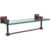  Montero Collection 16 Inch Glass Vanity Shelf with Integrated Towel Bar, Antique Copper