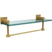  Montero Collection 16 Inch Glass Vanity Shelf with Integrated Towel Bar, Polished Brass