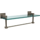  Montero Collection 16 Inch Glass Vanity Shelf with Integrated Towel Bar, Antique Pewter