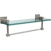  Montero Collection 16 Inch Glass Vanity Shelf with Integrated Towel Bar, Satin Nickel