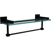  Montero Collection 16 Inch Gallery Glass Shelf with Towel Bar, Matte Black