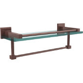  Montero Collection 16 Inch Gallery Glass Shelf with Towel Bar, Antique Copper