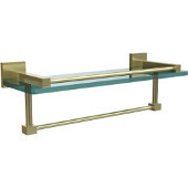  Montero Collection 16 Inch Gallery Glass Shelf with Towel Bar, Satin Brass