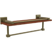  Montero Collection 16 Inch IPE Ironwood Shelf with Gallery Rail and Towel Bar, Antique Brass