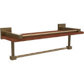  Montero Collection 16 Inch IPE Ironwood Shelf with Gallery Rail and Towel Bar, Brushed Bronze