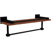  Montero Collection 16 Inch IPE Ironwood Shelf with Gallery Rail and Towel Bar, Matte Black