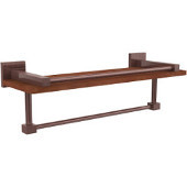  Montero Collection 16 Inch IPE Ironwood Shelf with Gallery Rail and Towel Bar, Antique Copper