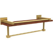  Montero Collection 16 Inch IPE Ironwood Shelf with Gallery Rail and Towel Bar, Polished Brass
