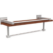  Montero Collection 16 Inch IPE Ironwood Shelf with Gallery Rail and Towel Bar, Polished Chrome