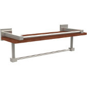  Montero Collection 16 Inch IPE Ironwood Shelf with Gallery Rail and Towel Bar, Polished Nickel