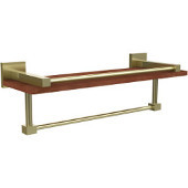  Montero Collection 16 Inch IPE Ironwood Shelf with Gallery Rail and Towel Bar, Satin Brass