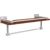  Montero Collection 16 Inch IPE Ironwood Shelf with Gallery Rail and Towel Bar, Satin Chrome