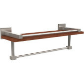  Montero Collection 16 Inch IPE Ironwood Shelf with Gallery Rail and Towel Bar, Satin Nickel