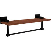  Montero Collection 16 Inch Solid IPE Ironwood Shelf with Integrated Towel Bar, Matte Black